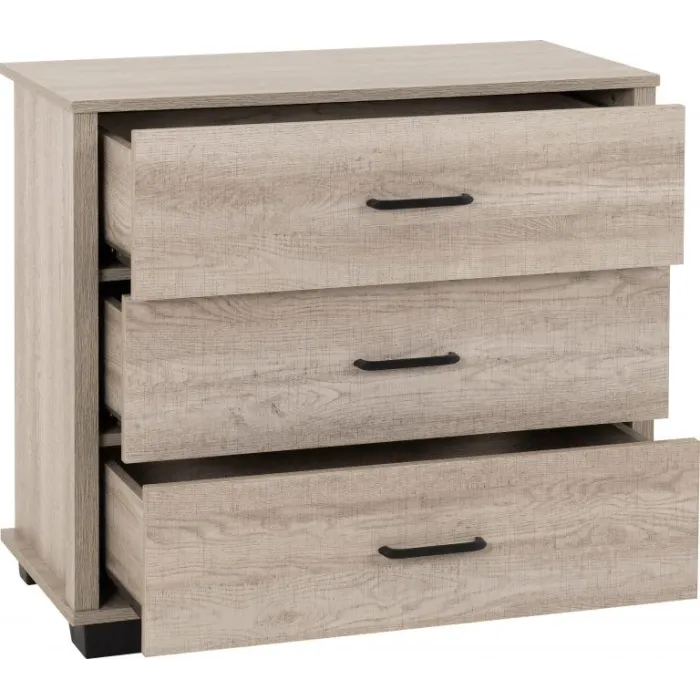 Oliver 3 Drawer Chest - Light Oak Effect | Murphy Furniture