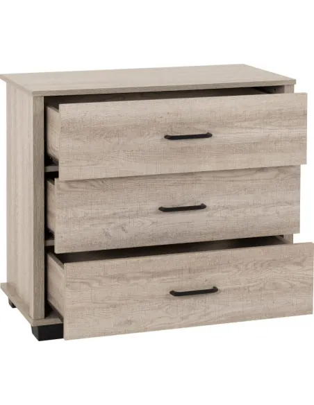 Oliver 3 Drawer Chest - Light Oak Effect | Murphy Furniture
