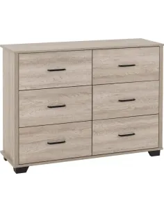 Oliver 6 Drawer Chest - Light Oak Effect | Murphy Furniture