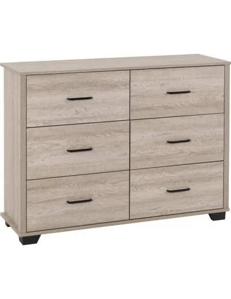 Oliver 6 Drawer Chest - Light Oak Effect | Murphy Furniture