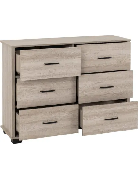 Oliver 6 Drawer Chest - Light Oak Effect | Murphy Furniture