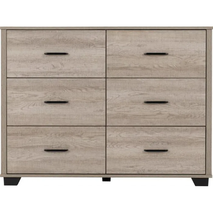 Oliver 6 Drawer Chest - Light Oak Effect | Murphy Furniture