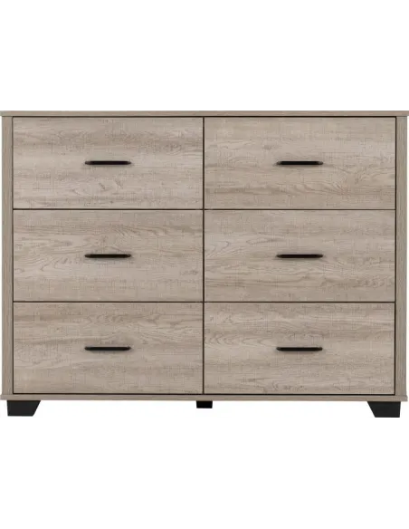 Oliver 6 Drawer Chest - Light Oak Effect | Murphy Furniture