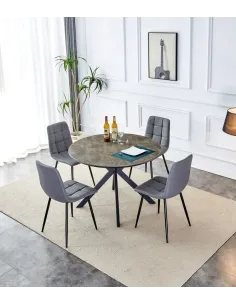 Drea 1.1m Round Dining Table - Grey | Murphy Furniture
