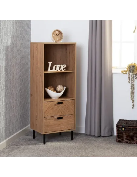Leon 2 Drawer 2 Shelf Cabinet - Medium O | Murphy Furniture