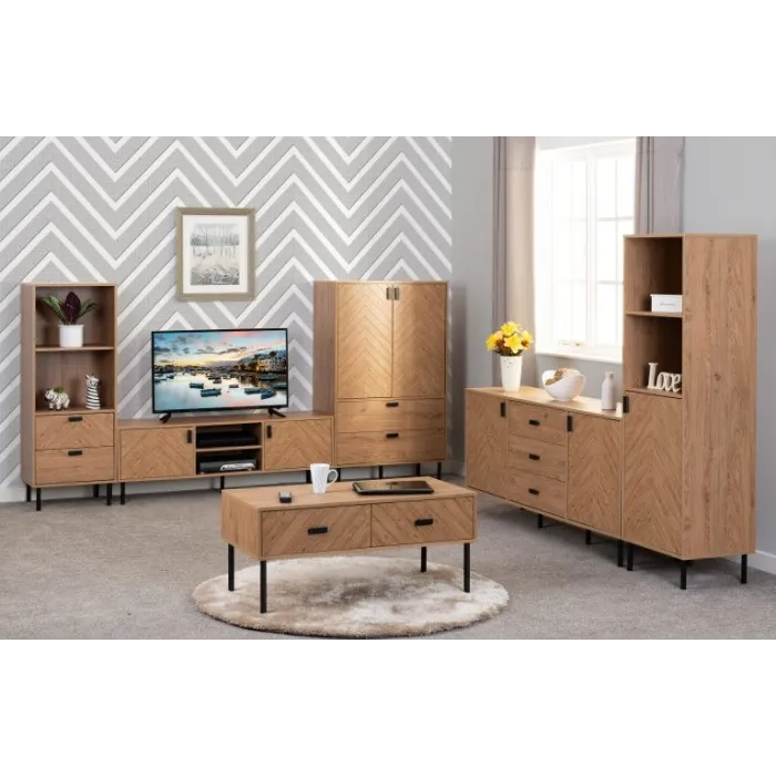 Leon 2 Drawer 2 Shelf Cabinet - Medium O | Murphy Furniture