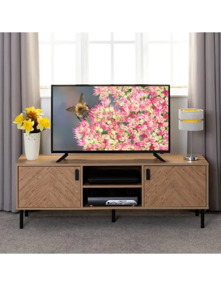 Leon 2 Door TV Unit - Medium Oak Effect | Murphy Furniture