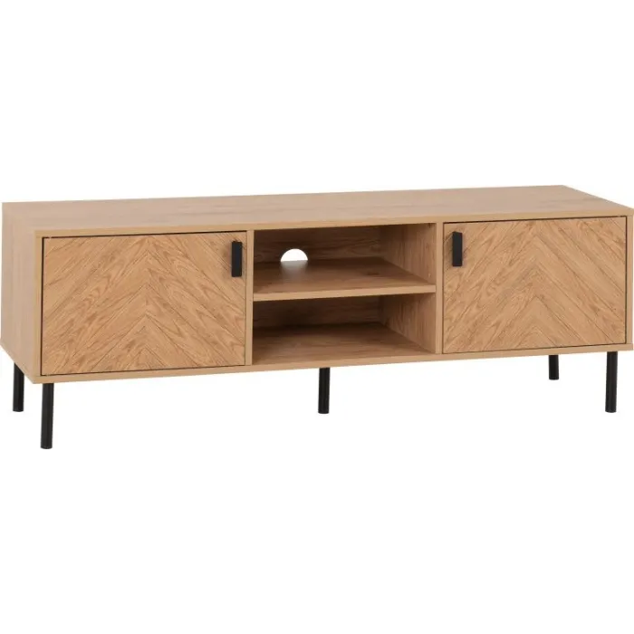 Leon 2 Door TV Unit - Medium Oak Effect | Murphy Furniture