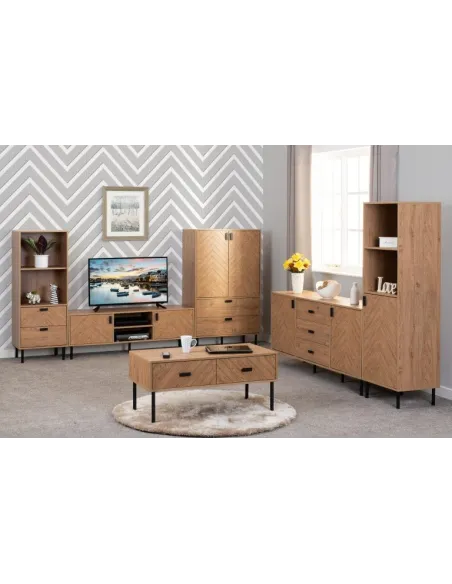 Leon 2 Drawer Coffee Table - Medium Oak | Murphy Furniture