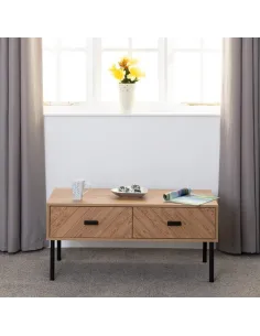 Leon 2 Drawer Coffee Table - Medium Oak | Murphy Furniture