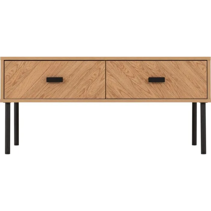 Leon 2 Drawer Coffee Table - Medium Oak | Murphy Furniture