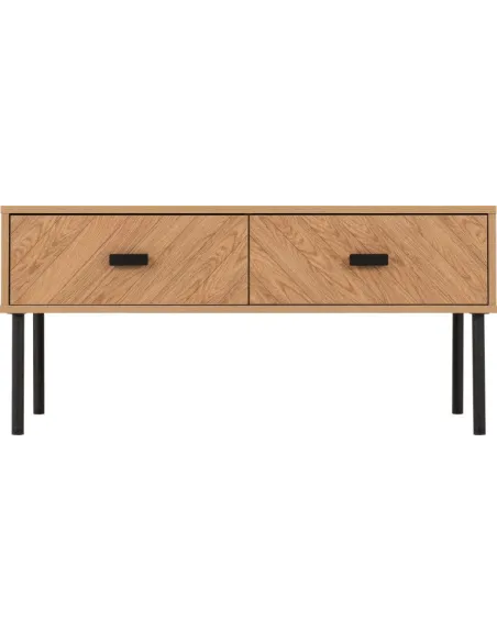 Leon 2 Drawer Coffee Table - Medium Oak | Murphy Furniture