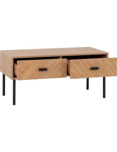 Leon 2 Drawer Coffee Table - Medium Oak | Murphy Furniture