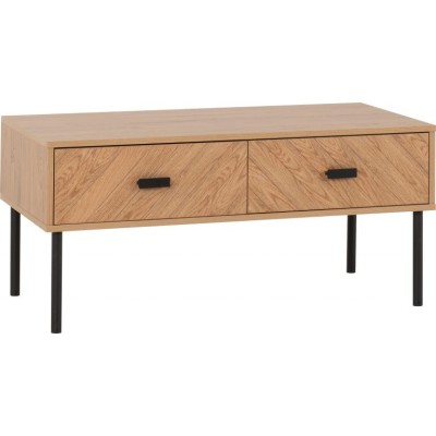 Leon 2 Drawer Coffee Table - Medium Oak | Murphy Furniture