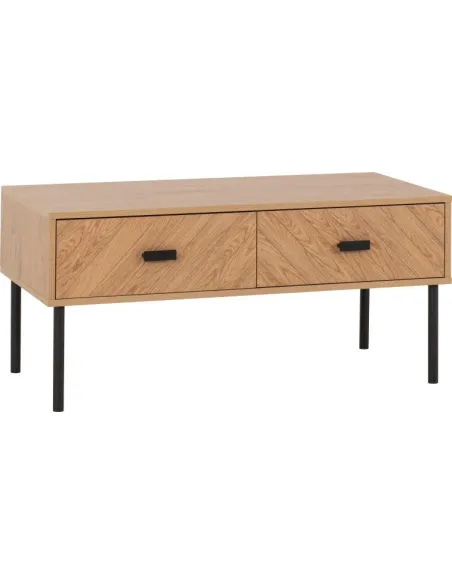 Leon 2 Drawer Coffee Table - Medium Oak | Murphy Furniture