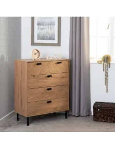 Leon 3+2 Drawer Chest - Medium Oak Effect | Murphy Furniture