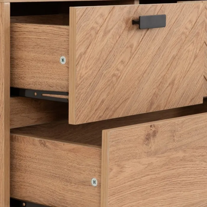 Leon 3+2 Drawer Chest - Medium Oak Effect | Murphy Furniture