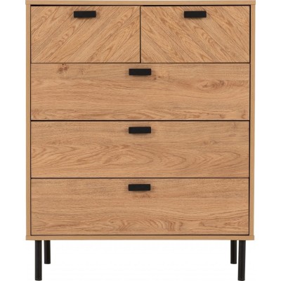 Leon 3+2 Drawer Chest - Medium Oak Effect | Murphy Furniture