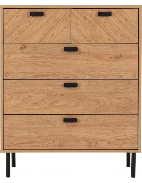 Leon 3+2 Drawer Chest - Medium Oak Effect | Murphy Furniture