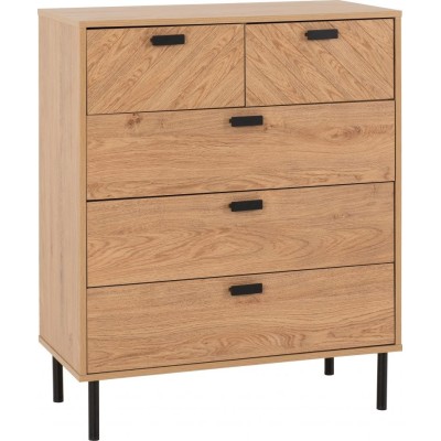 Leon 3+2 Drawer Chest - Medium Oak Effect | Murphy Furniture