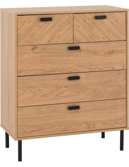 Leon 3+2 Drawer Chest - Medium Oak Effect | Murphy Furniture