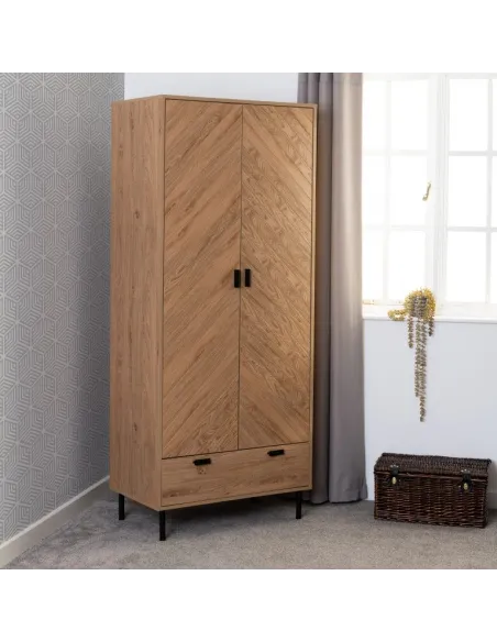Leon 2 Door 1 Drawer Wardrobe - Medium O | Murphy Furniture