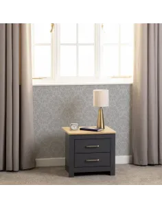 Portland 2 Drawer Bedside Locker - Grey/ | Murphy Furniture