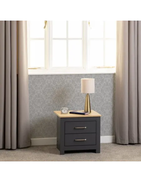 Portland 2 Drawer Bedside Locker - Grey/ | Murphy Furniture