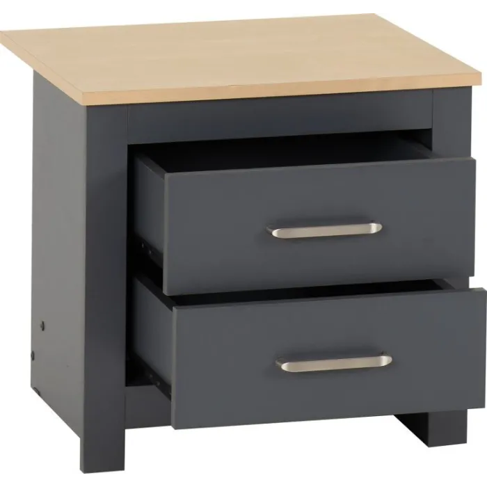 Portland 2 Drawer Bedside Locker - Grey/ | Murphy Furniture