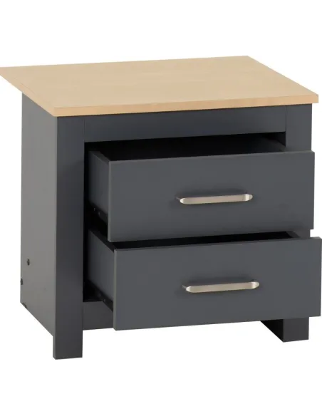 Portland 2 Drawer Bedside Locker - Grey/ | Murphy Furniture