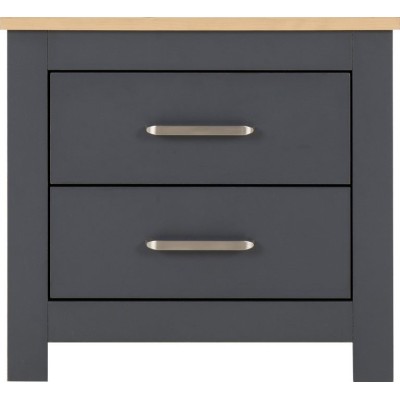 Portland 2 Drawer Bedside Locker - Grey/ | Murphy Furniture
