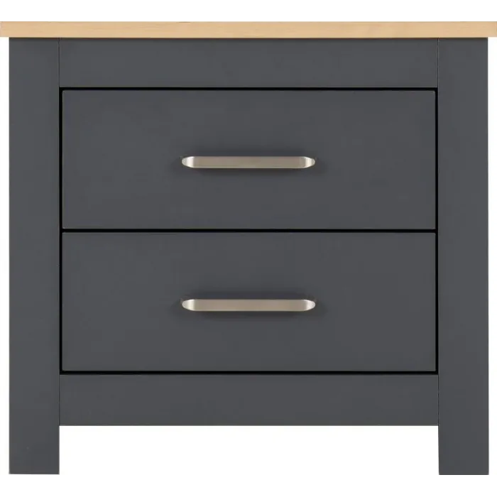 Portland 2 Drawer Bedside Locker - Grey/ | Murphy Furniture