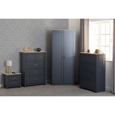 Portland 2 Drawer Bedside Locker - Grey/ | Murphy Furniture