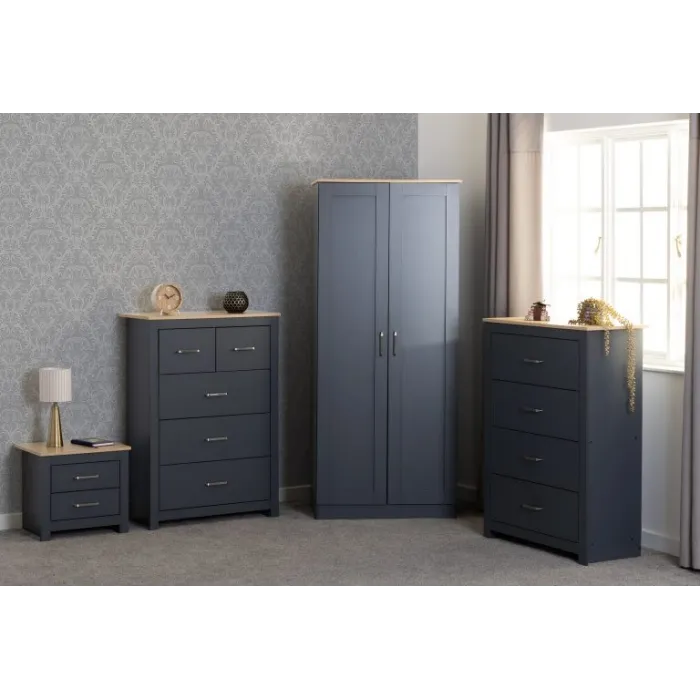 Portland 2 Drawer Bedside Locker - Grey/ | Murphy Furniture