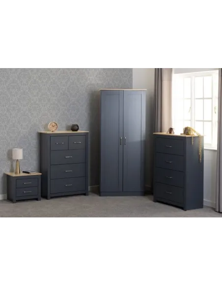 Portland 2 Drawer Bedside Locker - Grey/ | Murphy Furniture