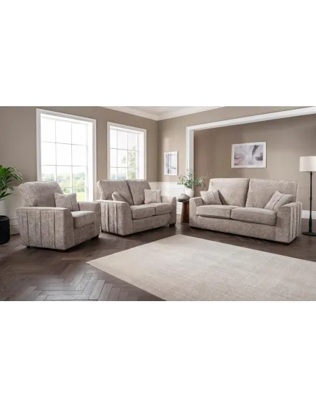 Rialto 3 Seater Fixed Sofa - Stone Fabric | Murphy Furniture
