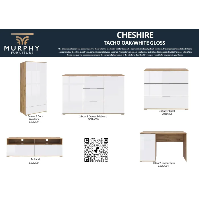 Cheshire 3 Drawer Chest - Sonoma Oak | Murphy Furniture