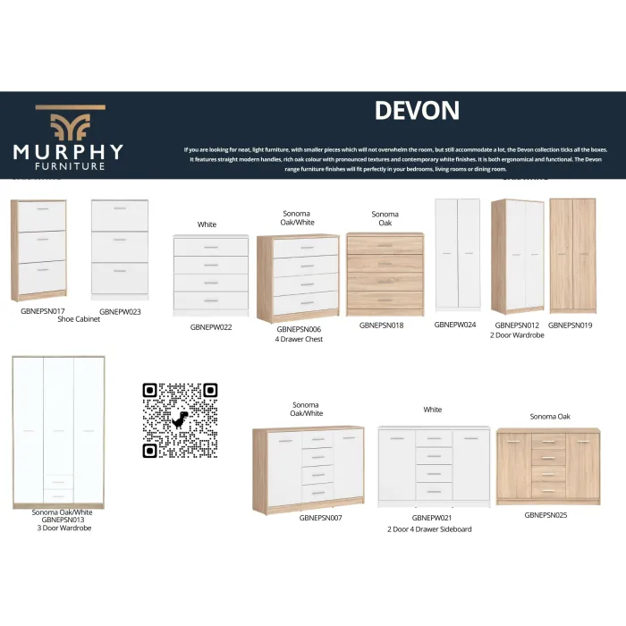 Devon 2 Door Combined Wardrobe - Sonoma | Murphy Furniture