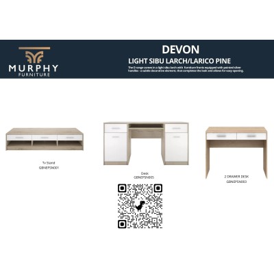 Devon 2 Drawer Desk - Sonoma Oak/White | Murphy Furniture