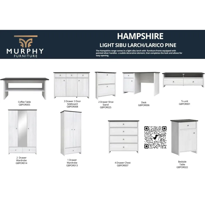 Hampshire 1 Door 1 Drawer Bedside - Lari | Murphy Furniture