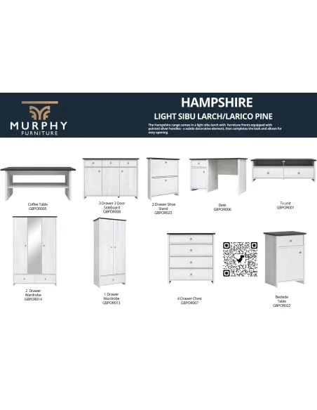 Hampshire 1 Door 1 Drawer Bedside - Lari | Murphy Furniture