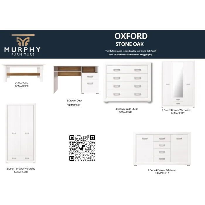 Oxford 2 Door 4 Drawer Chest - White Alp | Murphy Furniture
