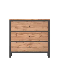 Leela 3 Drawer Chest - Tacho Oak/Black | Murphy Furniture