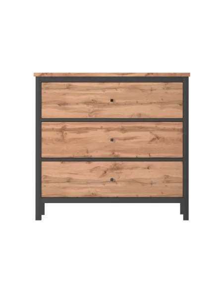 Leela 3 Drawer Chest - Tacho Oak/Black | Murphy Furniture