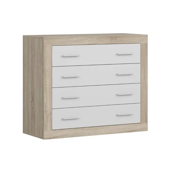 Camille 4 Drawer Chest - Sonoma Oak/White | Murphy Furniture