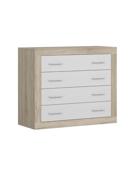 Camille 4 Drawer Chest - Sonoma Oak/White | Murphy Furniture