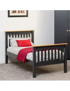 Monaco 3FT High End Bed - Grey/Oak Effect | Murphy Furniture