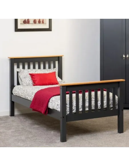 Monaco 3FT High End Bed - Grey/Oak Effect | Murphy Furniture