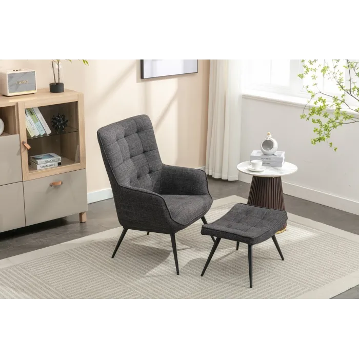 Katelyn Accent Chair with Stool - Charco | Murphy Furniture