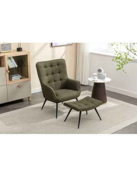 Katelyn Accent Chair with Stool - Moss G | Murphy Furniture
